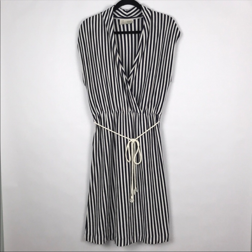 Anthropologie Blue White Stripe Dress M